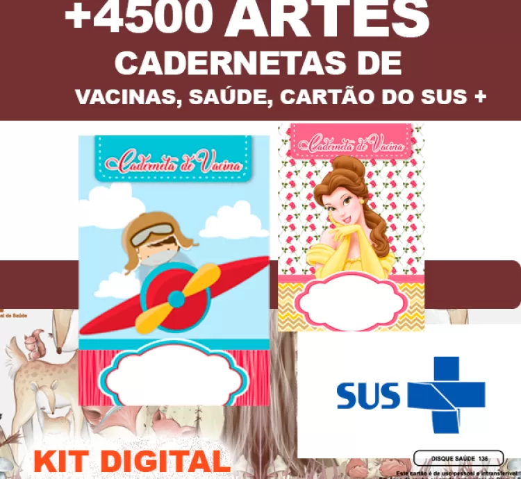 +4500 Arquivos Digitais: Caderneta de Vacina, Cartão SUS, Chaveiro, Porta Certidão