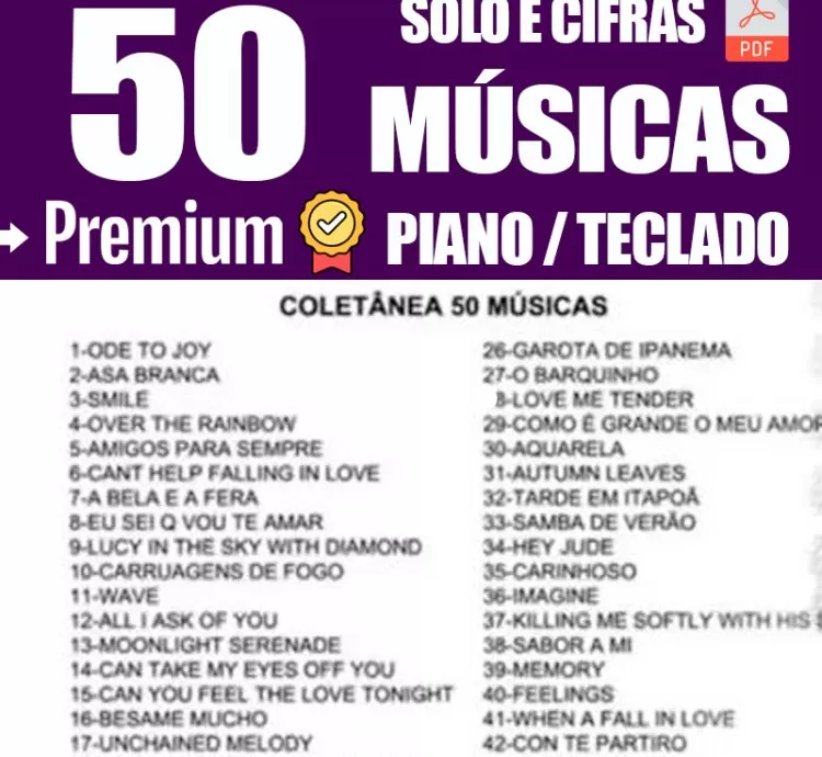 🎹 Pack com 50 Músicas Fáceis para Aprender no Piano e Teclado – PDF Completo