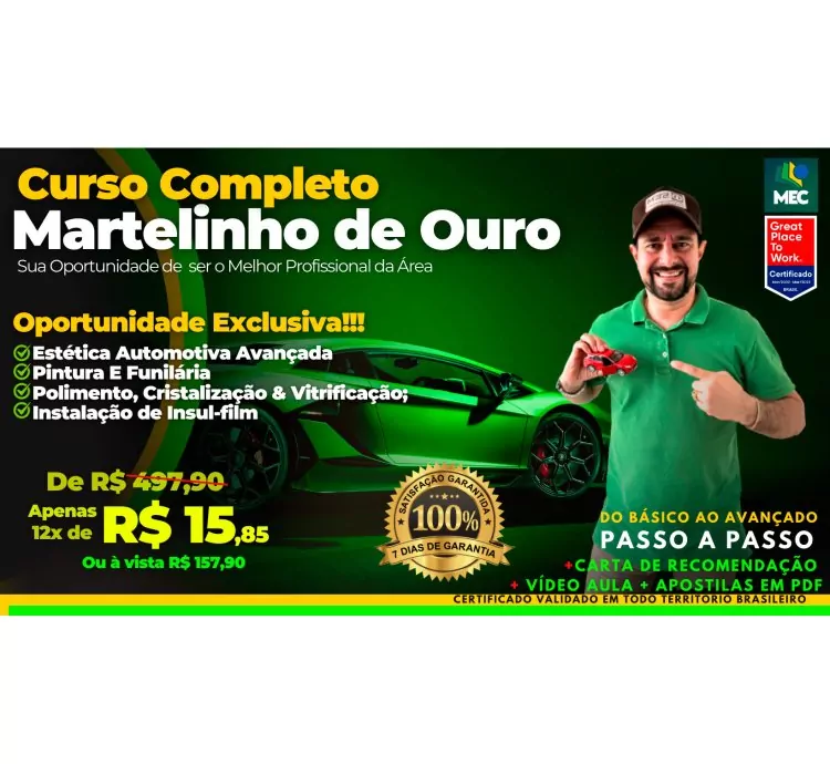 🚗 Curso Completo de Estética Automotiva + Martelinho de Ouro!