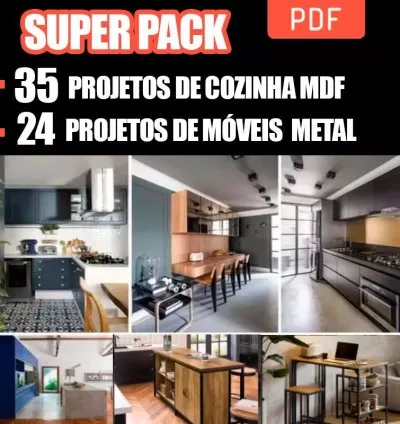 35 Projetos de Armário de Cozinha MDF + Plano de Corte + 24 Projetos de Móveis de Ferro