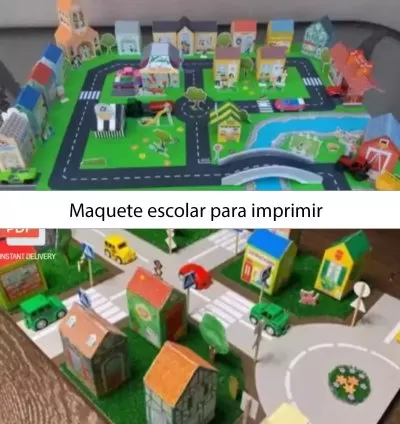 Mini Mundo - Maquete Escolar Cidade de Papel 3D - PDF para Imprimir