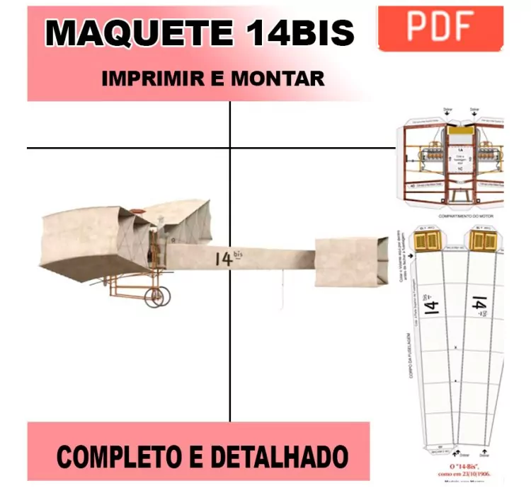 Projeto de Maquete avião 14bis para Imprimir e montar