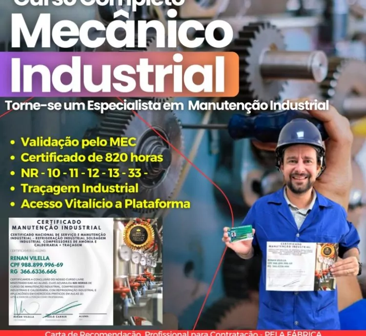 🔧 Curso Completo de Manutenção Industrial + Caldeiraria + Compressores Industriais