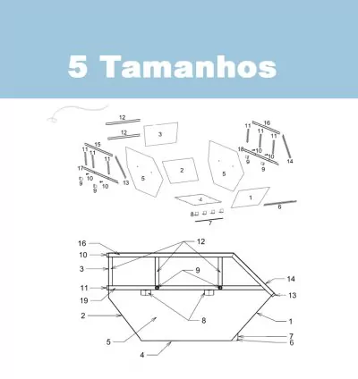 Projeto Caçamba de Entulho Estacionária – 5 Tamanhos em PDF (3m³ a 10m³)