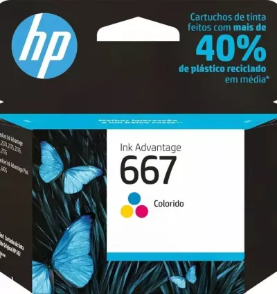 Cartucho HP 667 Colorido Original 3YM78AB para HP Deskjet 2376, 2774, 2776, 6476