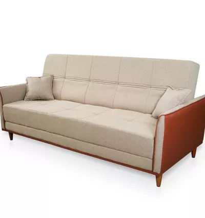 Sofá Cama Sérvia 2,00m Bege em Linho Rústico – Conforto e Estilo em um Só Móvel!