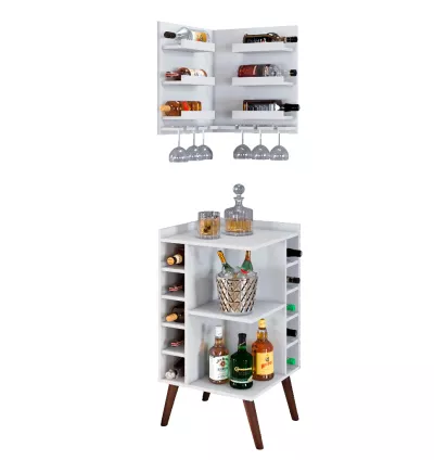 Balcão Adega Aparador de Canto Barcelona – Charme, Estilo e Funcionalidade para Seu Ambiente!