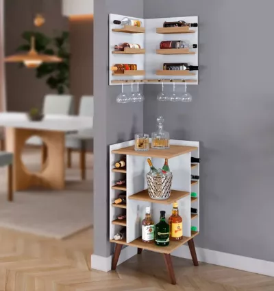 Balcão Adega Aparador de Canto Barcelona – Charme, Estilo e Funcionalidade para Seu Ambiente!