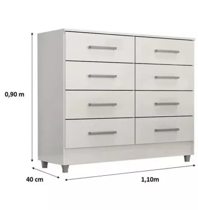 Comoda Infantil Raissa 8 Gavetas com Pézinhos