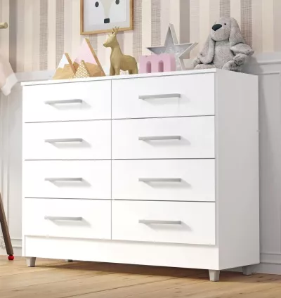 Comoda Infantil Raissa 8 Gavetas com Pézinhos