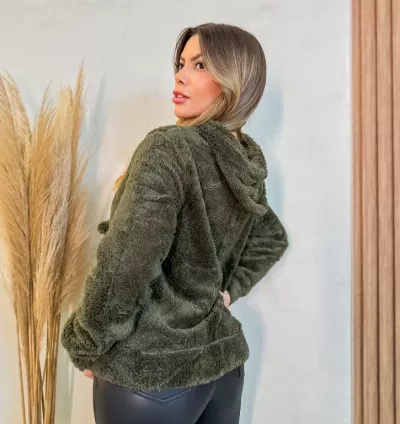 Blusa de Frio Feminina com Pelinho e Pompom – Casaco Moletom Estiloso para o Inverno