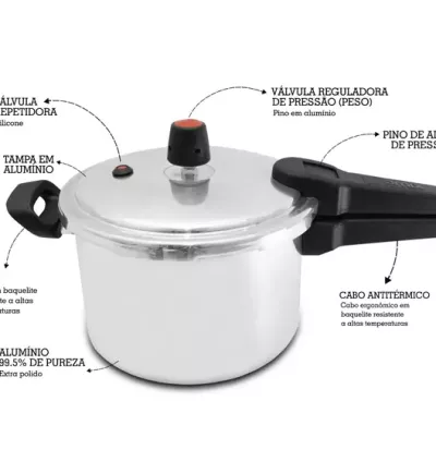 Panela de Pressão 4,5L Polida com Fechamento Externo ARNIX