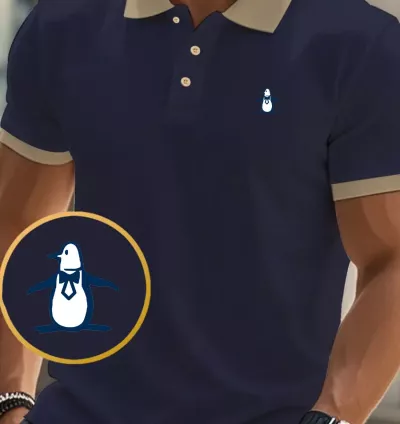 Camisa polo Masculina Estampada "Penguin Gentleman"