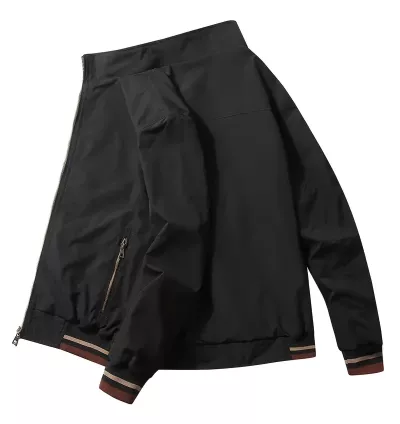 Jaqueta Reversível Masculina à Prova de Vento – Estilo Militar, com Zíper e Bolsos