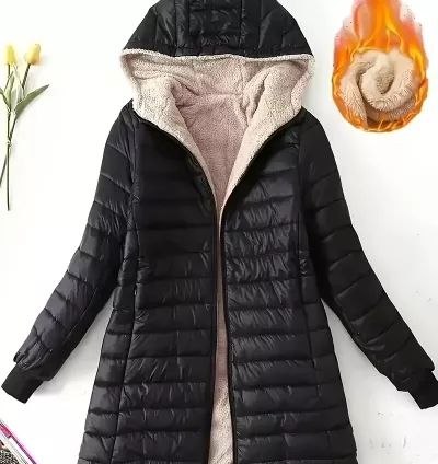 Jaqueta Feminina Acolchoada com Capuz – Estilo Casual Elegante para o Inverno