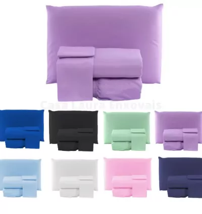 Jogo de Lençol com Elástico em Microfibra Peletizada – Queen e Solteiro | Diversas Cores