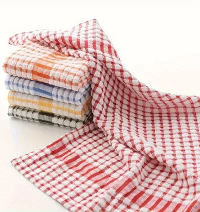 Conjunto com 5 Panos de Prato Xadrez Super Absorventes – Cores Sortidas