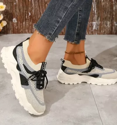 Tênis Feminino Plataforma de Malha Respirável – Conforto, Estilo e Leveza para Todas as Estações