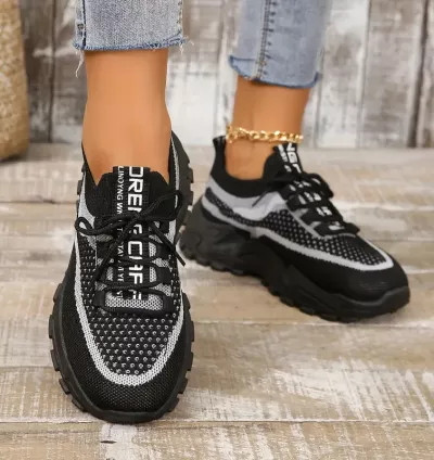 Tênis Feminino Plataforma de Malha Respirável – Conforto, Estilo e Leveza para Todas as Estações