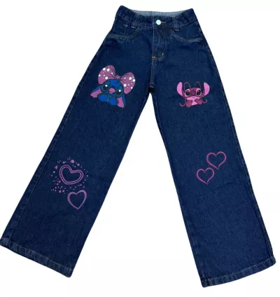 Calça Wide Leg Jeans Infantil e Juvenil Feminina – Estampada, Moderna e Super Confortável