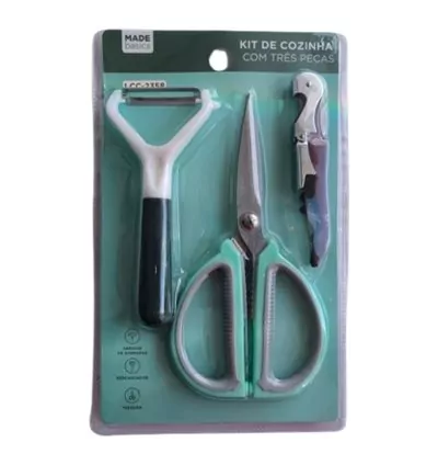 Kit de Cozinha 3 Peças Home Basics – Praticidade e Funcionalidade no Seu Dia a Dia + frete grátis