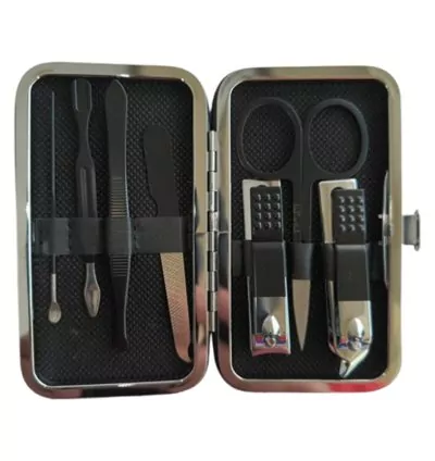 Kit de Manicure e Pedicure Profissional com Estojo de Viagem Luxuoso – 7 Peças em Aço Inoxidável