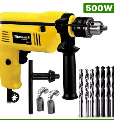 Furadeira Parafusadeira de Impacto 1/2" 500W + Kit com 7 Brocas + 300 Peças – Completa, Potente e com Alta Performance!