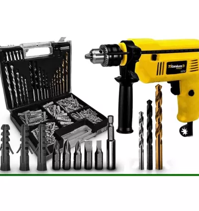 Furadeira Parafusadeira de Impacto 1/2" 500W + Kit com 7 Brocas + 300 Peças – Completa, Potente e com Alta Performance!