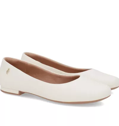 Sapatilha Feminina Branca Marfim em Couro