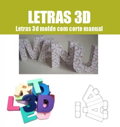 Pack de Letras 3D para Corte Manual – Moldes em PNG, PDF e Studio