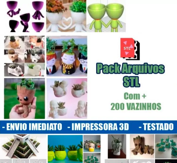 Pack STL com +200 Modelos de Vasos para Impressora 3D | Arquivo Digital