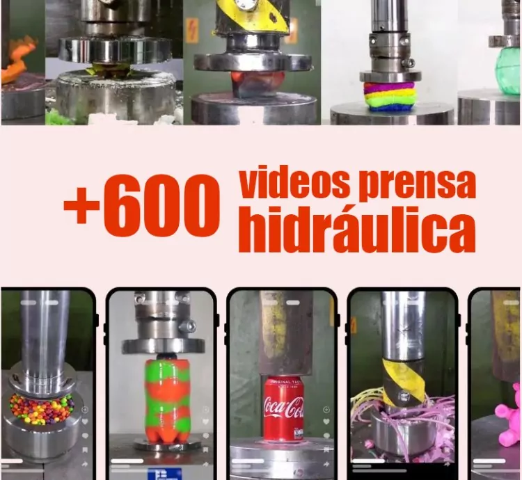 Pacote com 600 Vídeos ASMR de Prensa Hidráulica