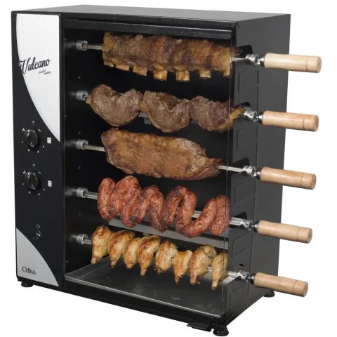 Churrasqueira a Gás Rotativa Arke Vulcano Cattiva 5 Espetos – Ideal para Apartamento