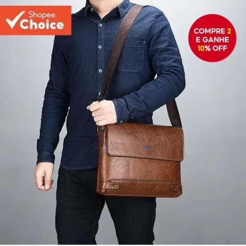 Bolsa Jeep Masculina de Ombro em Couro Macio – Estilo Casual Executivo