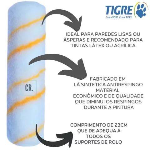 Rolo de Pintura Tigre Antigota / Antirrespingo 1376 – 23cm