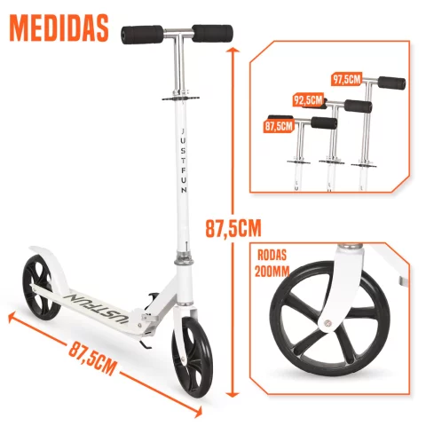 Patinete Infantil, Juvenil e Adulto 2 Rodas Dobrável Portátil – Preto ou Branco