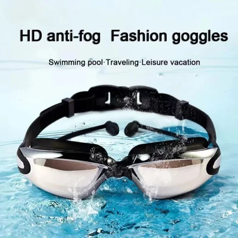 Óculos de Natação Profissional Antiembaçamento com Protetor de Ouvido – Piscina e Mar