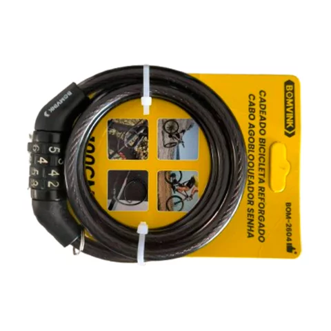 Cadeado de Bike com Senha Bomvink – Modelo BOM-2604 Reforçado Preto