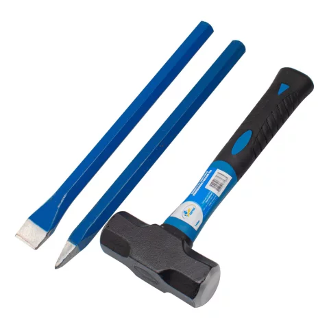 Kit Marreta 1kg + Talhadeira 300mm + Ponteiro 300mm – Ferramentas de Demolição Profissional