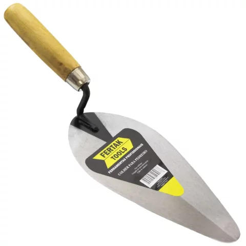 Colher de Pedreiro Redonda 6" (Pol.) com Cabo de Madeira – Fertak | Resistência e Precisão para Acabamentos