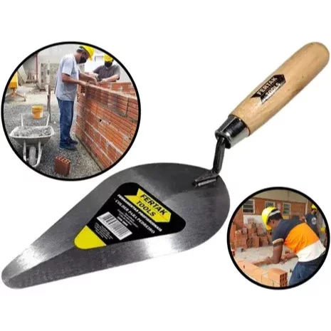 Colher de Pedreiro Redonda 6" (Pol.) com Cabo de Madeira – Fertak | Resistência e Precisão para Acabamentos