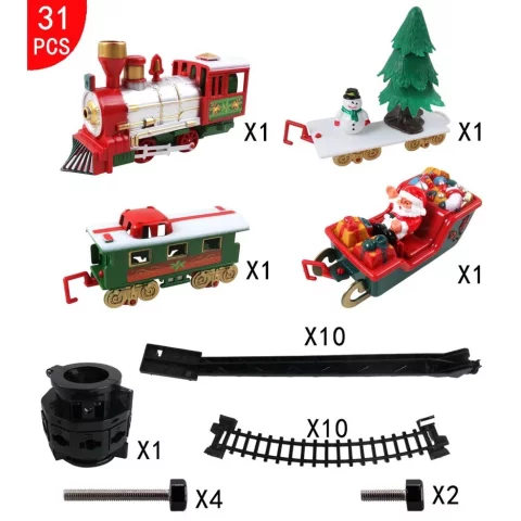 Trem de Natal Elétrico com Luz e Som – 31 Peças