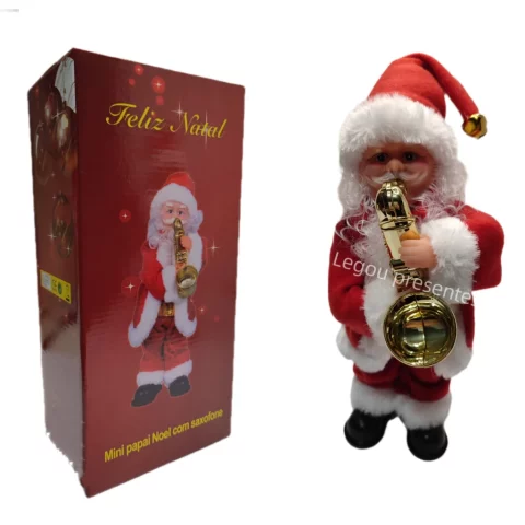 🎅 Papai Noel com Saxofone Musical Dançarino 33cm – Decoração de Natal Animada