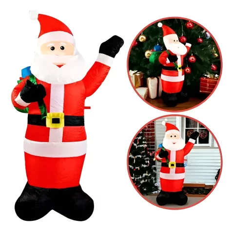 🎅 Papai Noel Inflável 1,30m com Mochila para Área Externa – Decoração de Natal Bivolt Wincy