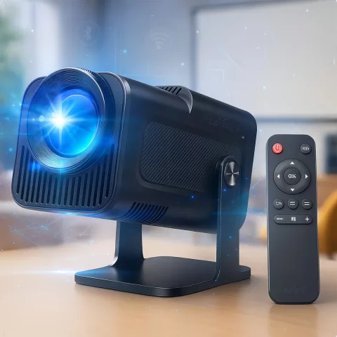 Projetor Davely HY320 Mini Smart TV Android Wi-Fi 6 – Full HD 4K, 390 ANSI Lumens – Portátil com Controle Remoto