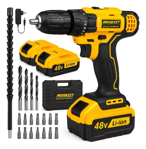 Parafusadeira Furadeira Sem Fio 48V com 2 Baterias 340W + Maleta e Brocas – Potência, Praticidade e Versatilidade