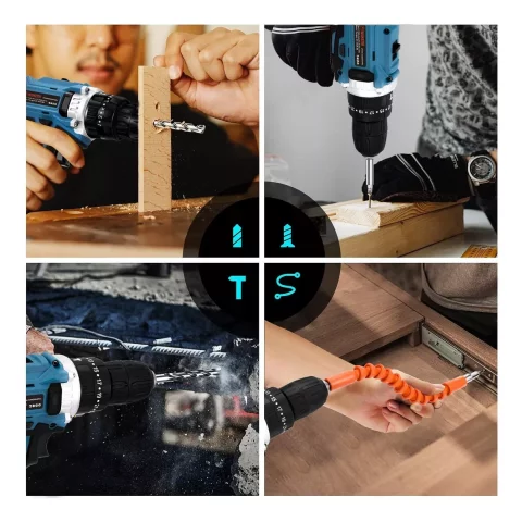 Parafusadeira Furadeira Sem Fio 48V com 2 Baterias 340W + Maleta e Brocas – Potência, Praticidade e Versatilidade