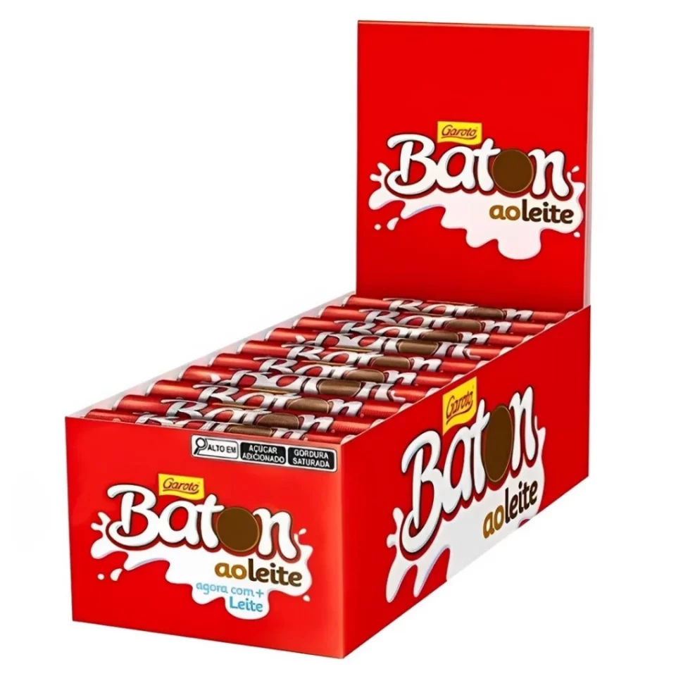 Chocolate Baton Ao Leite Garoto Caixa com 30 Unidades de 16g