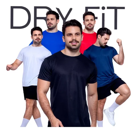 Kit 5 Camisetas Básicas Masculina Dry Fit Lisa Tradicional