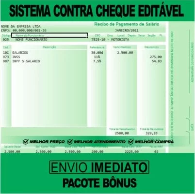 Sistema de Contra Cheque (Holerite) Editável em Excel
